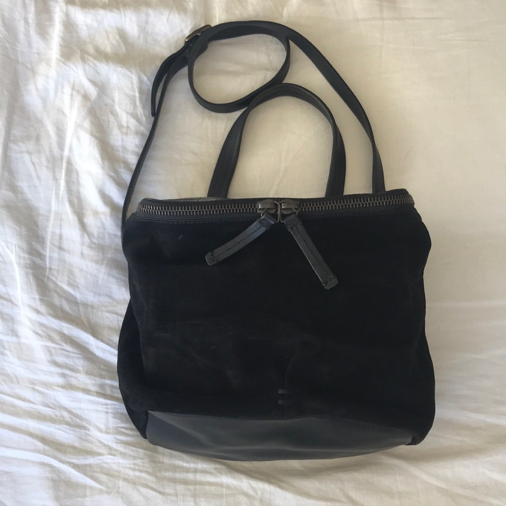 Rissetto Tripp Canteen bag in black suede/croc NWT